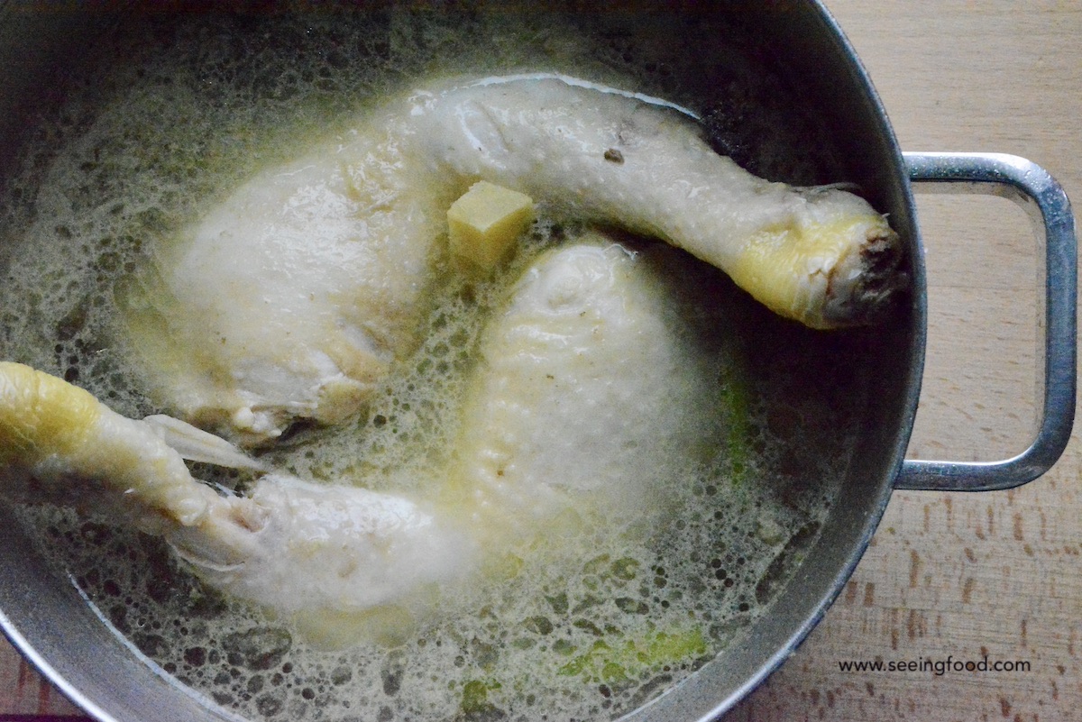 Poached chicken